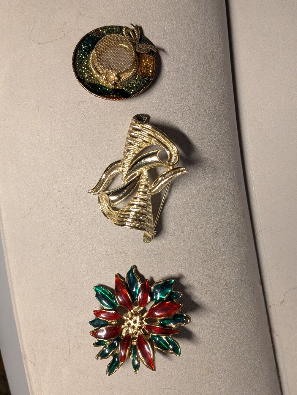 Lot Of 3 Vintage Christmas Broaches